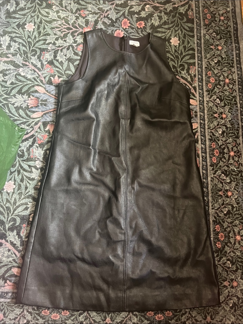 J. Crew Black Faux Leather Midi Shift Dress